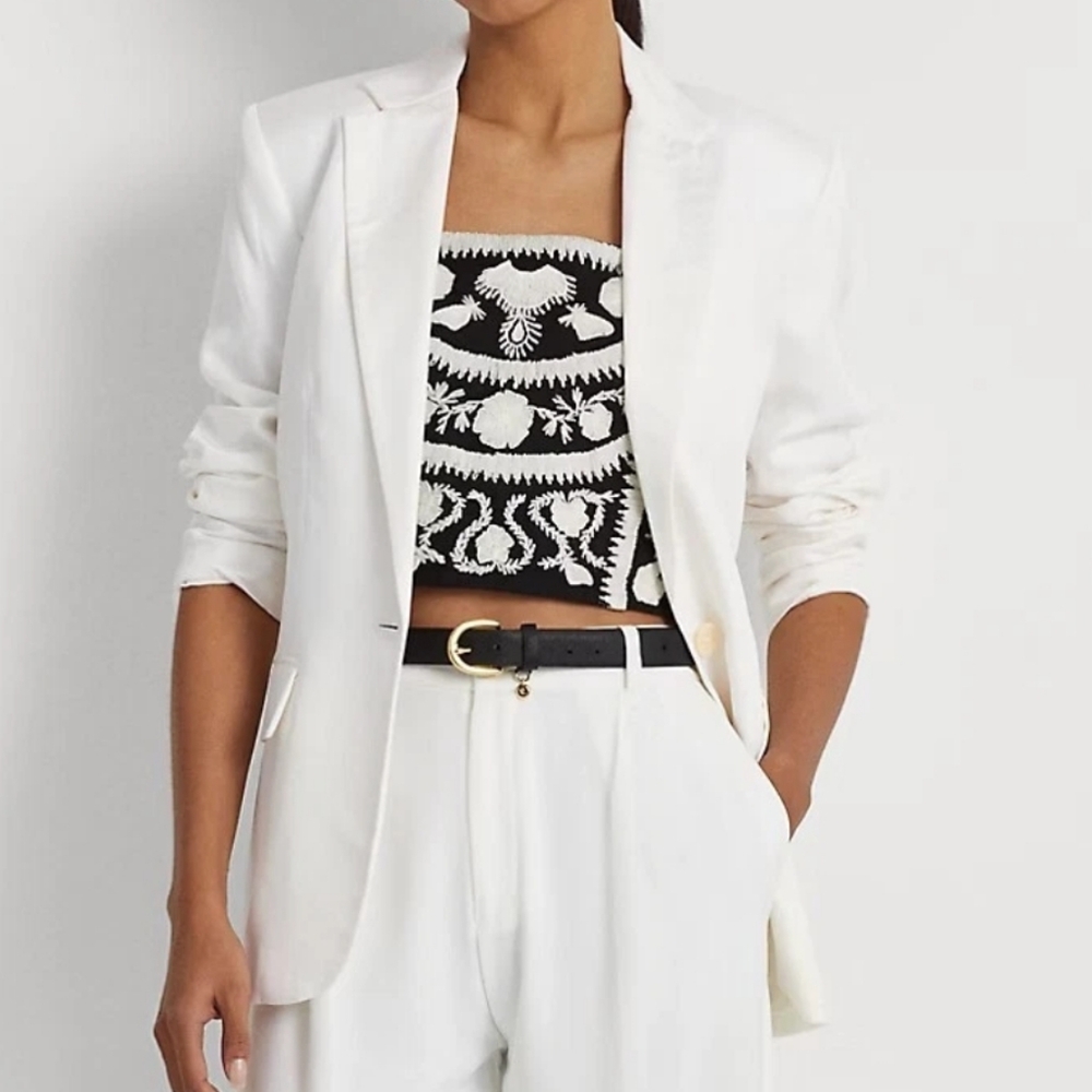 Lauren Ralph Lauren White Single-Button Blazer